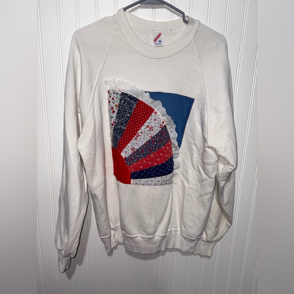 Vintage Jerzees Y2K Patchwork Sweater| Size XL